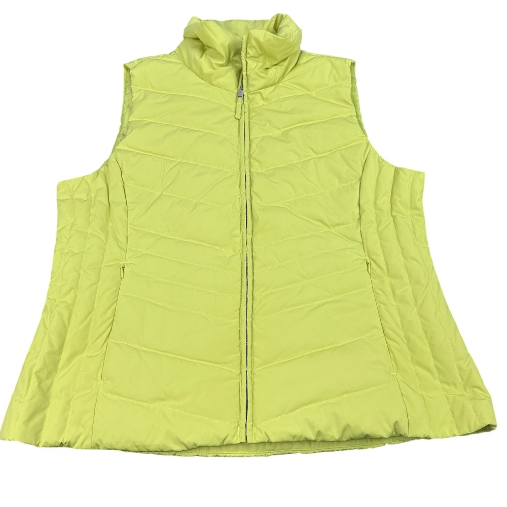 Talbots Women's Puffer Vest Lime Green Quilted Zipper XL - Picture 2 of 6